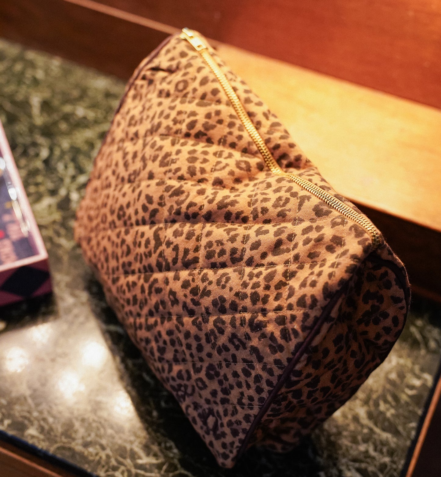 LEOPARD QUILTED WASH BAG