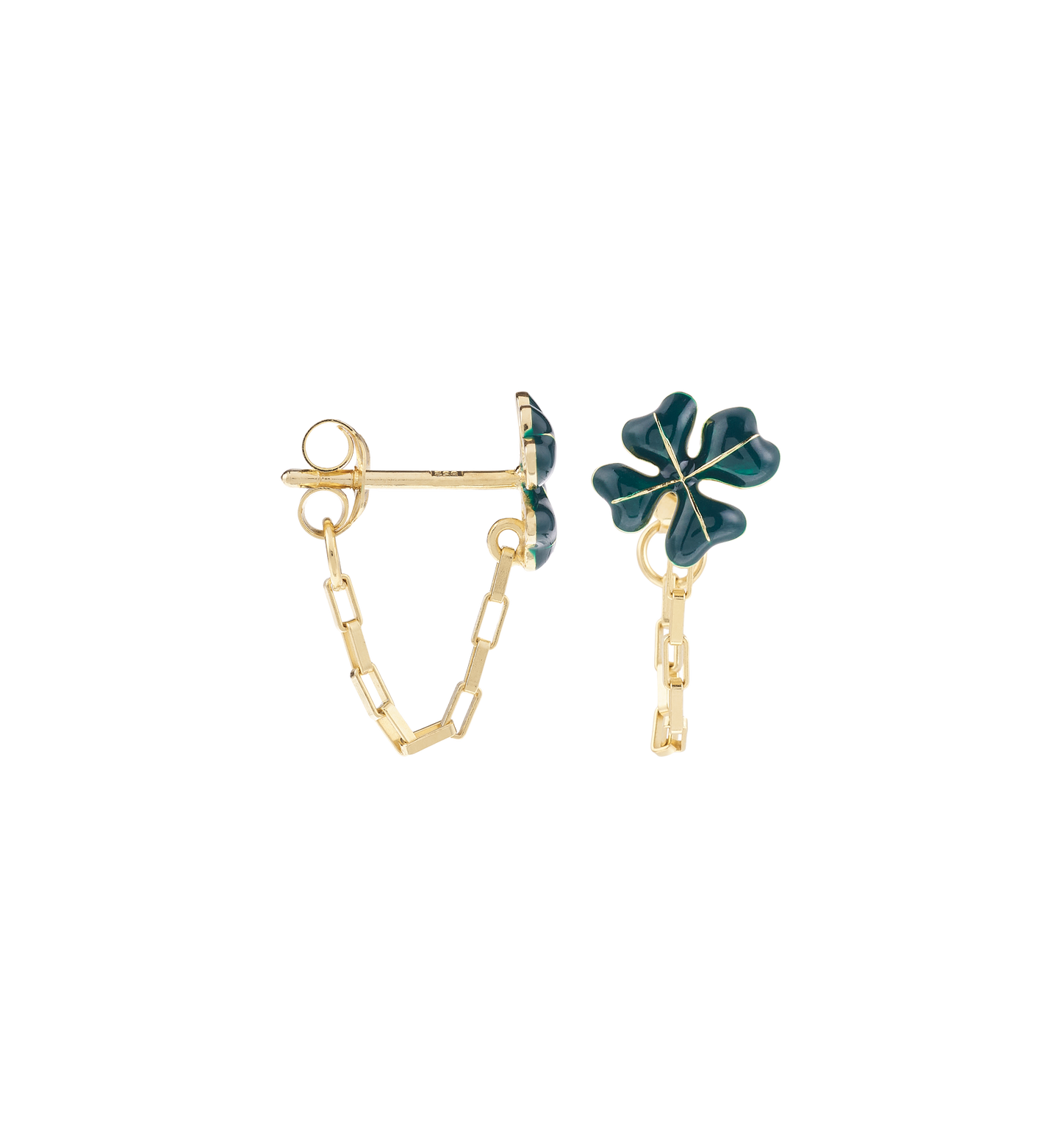 SINGLE LUCKY SHAMROCK CHAIN STUD