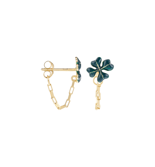 SINGLE LUCKY SHAMROCK CHAIN STUD