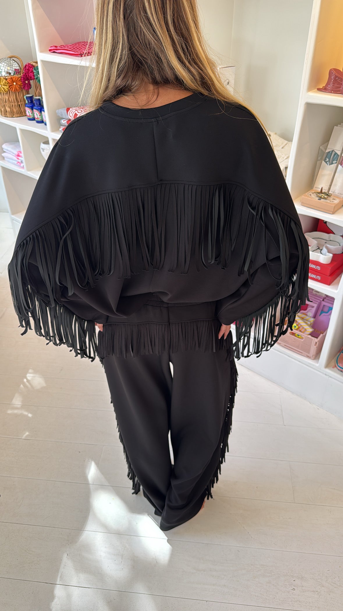 FRINGE JOGGING PANTS BLACK