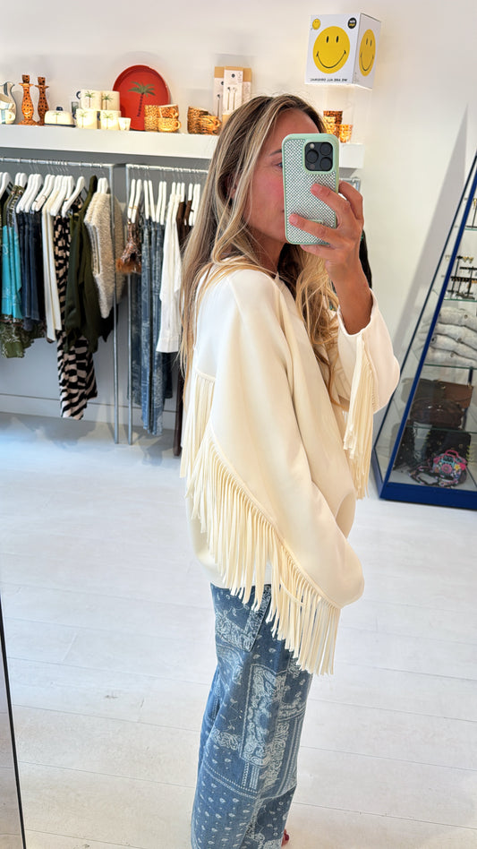 FRINGE SWEATER WHITE