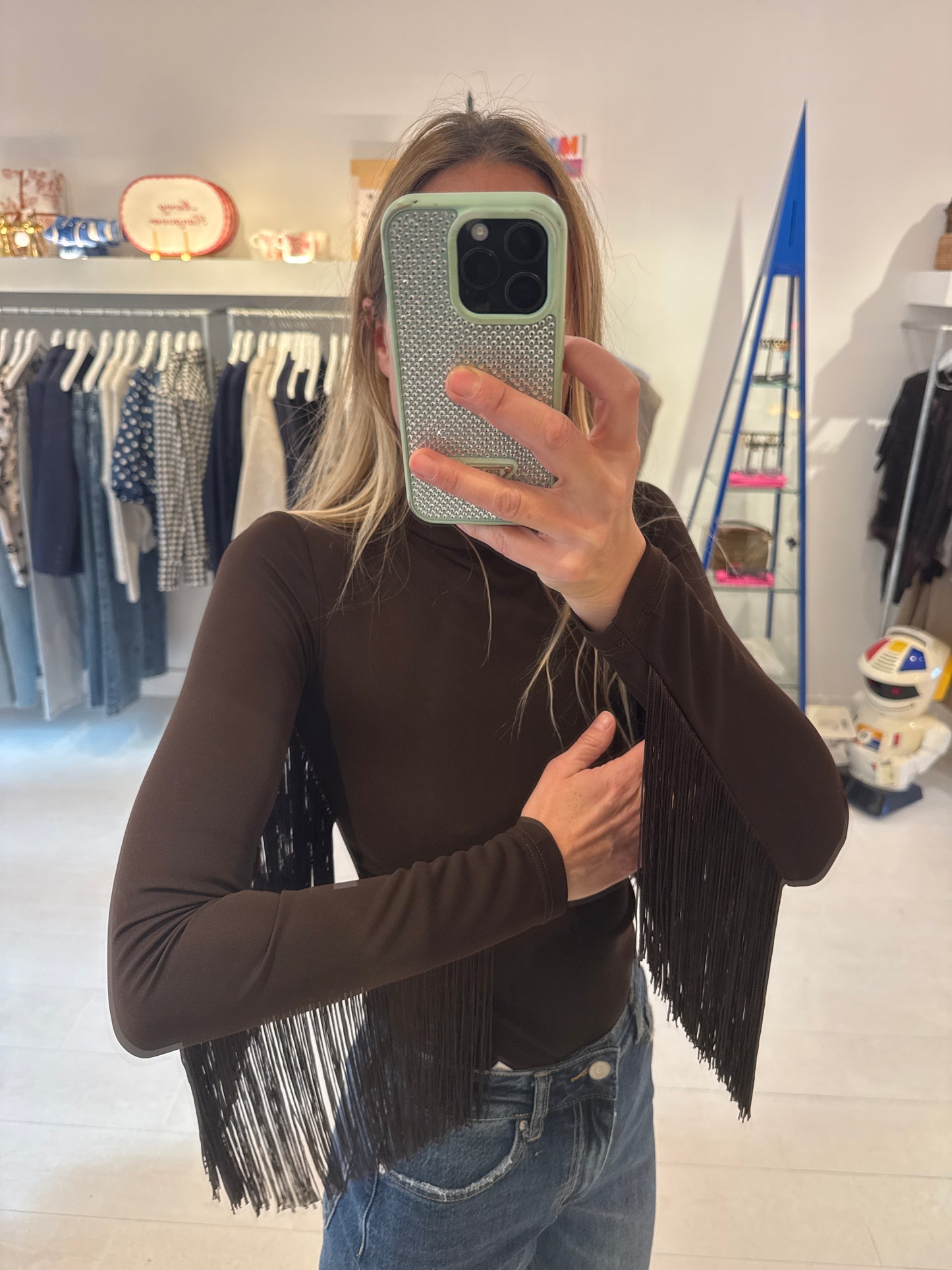 FRINGE BODYSTOCKING BROWN