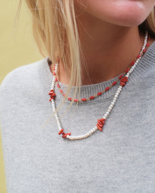 PEARL \ CORAL NECKLACE