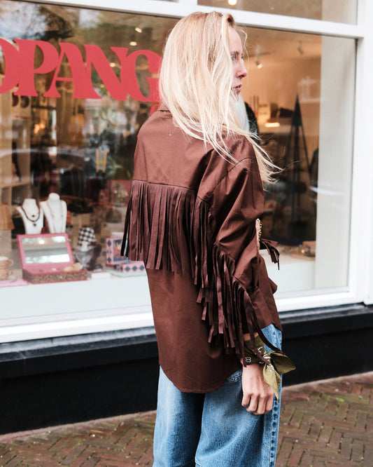 FRINGE BROWN BLOUSE