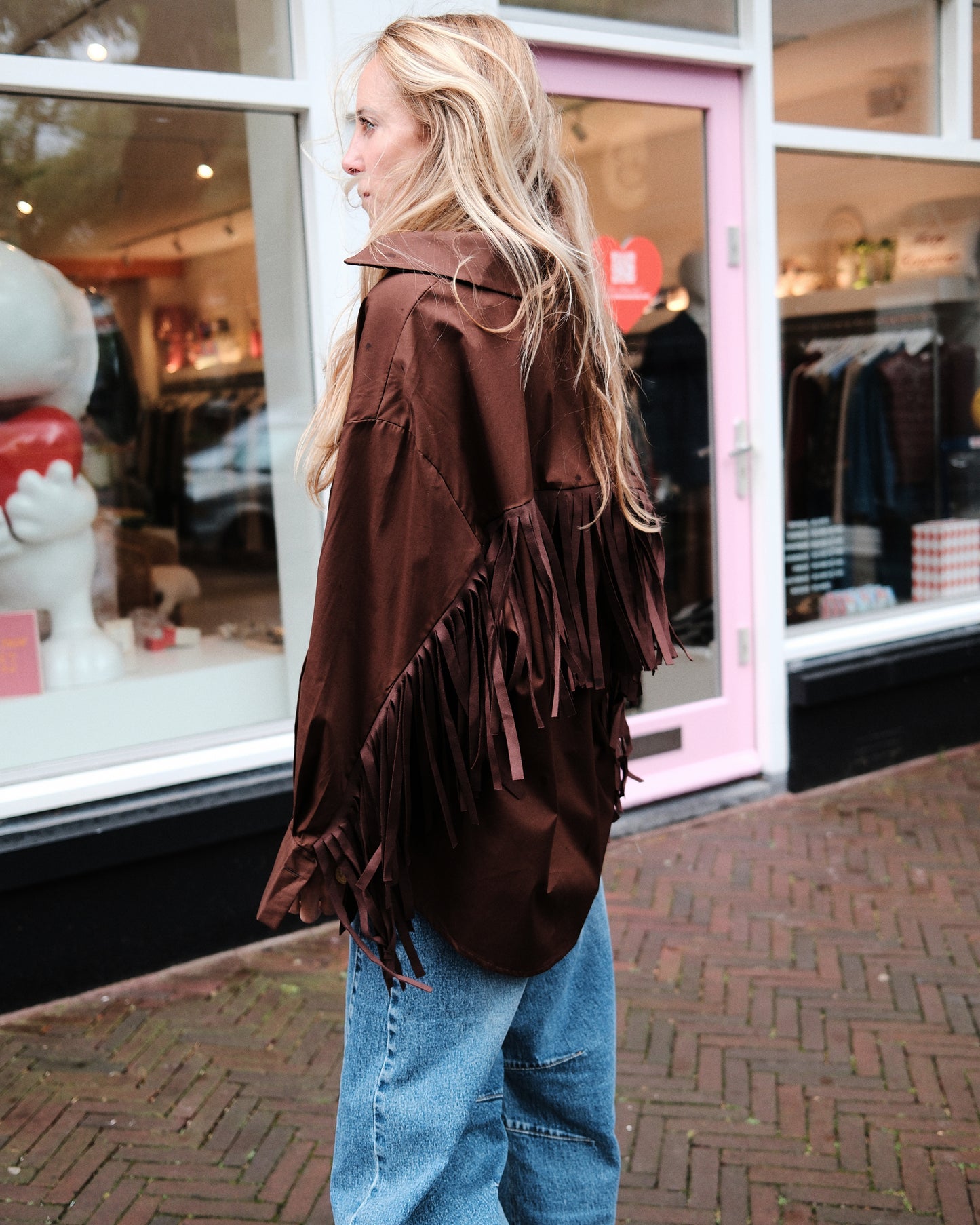 FRINGE BROWN BLOUSE