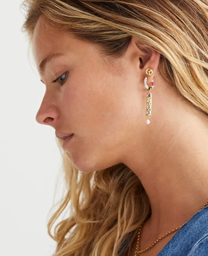 Single Peace Stud Earring Silver Goldplated