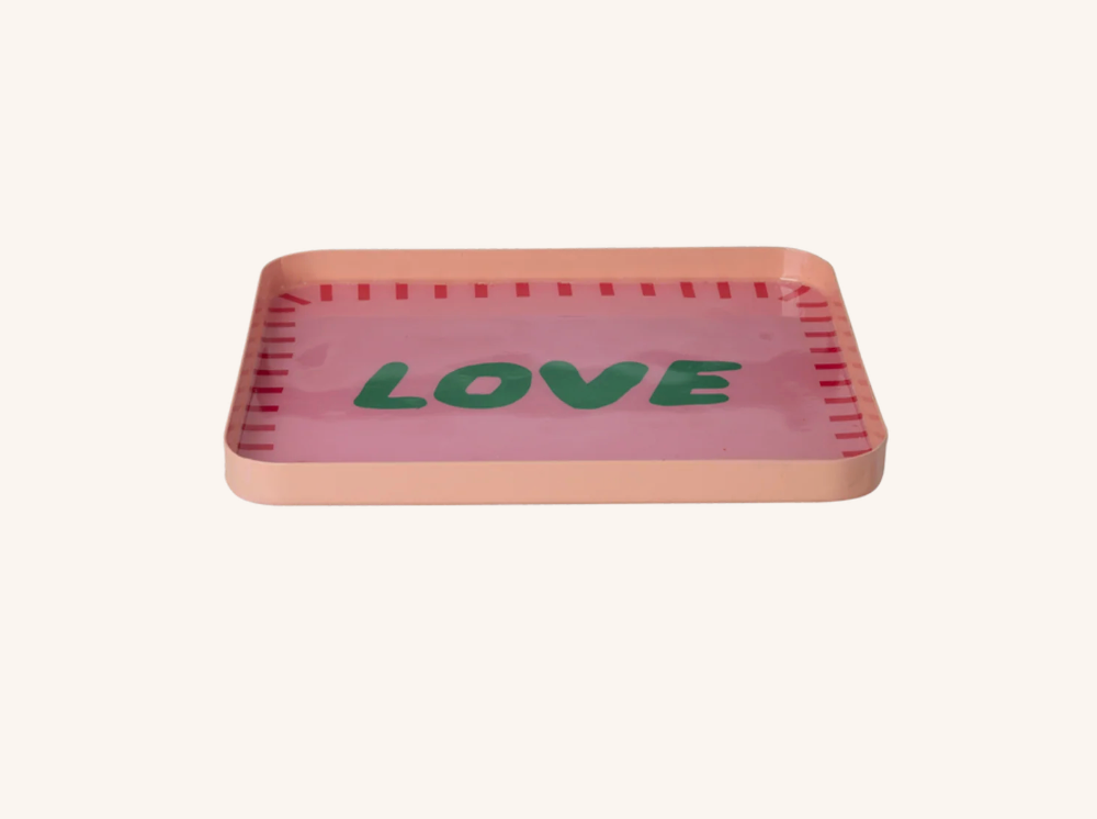 Small Rectangular Metal Tray - Pink