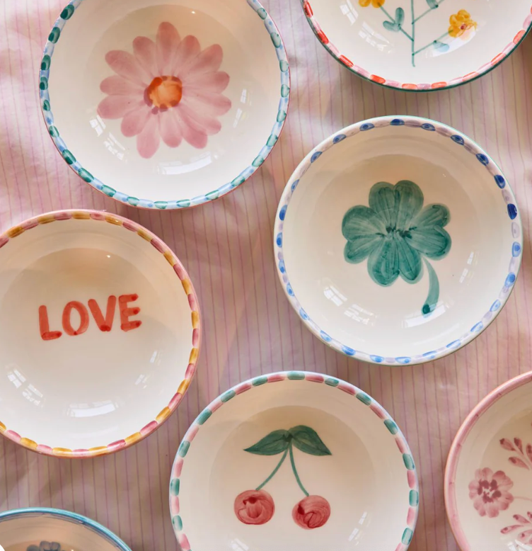 Ceramic Bowl - Pink - Hand-painted LOVE