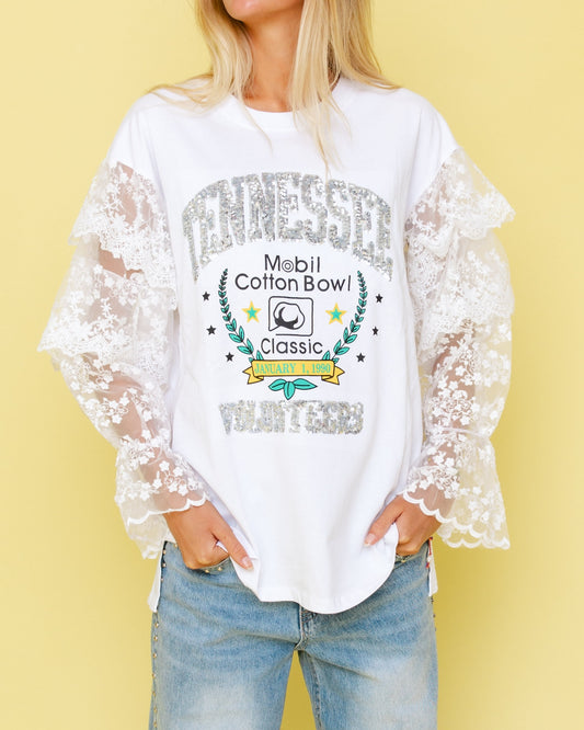 GLITTER LACE TEE