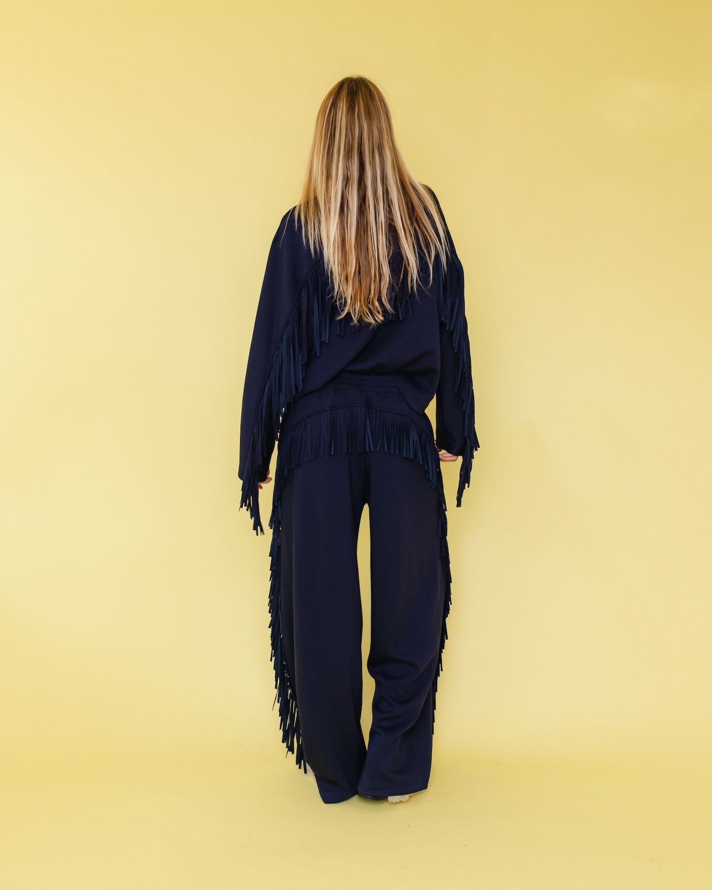 FRINGE SWEATER NAVY