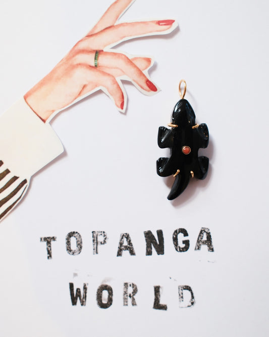 TIGER EYE SCARAB CHARM BLACK