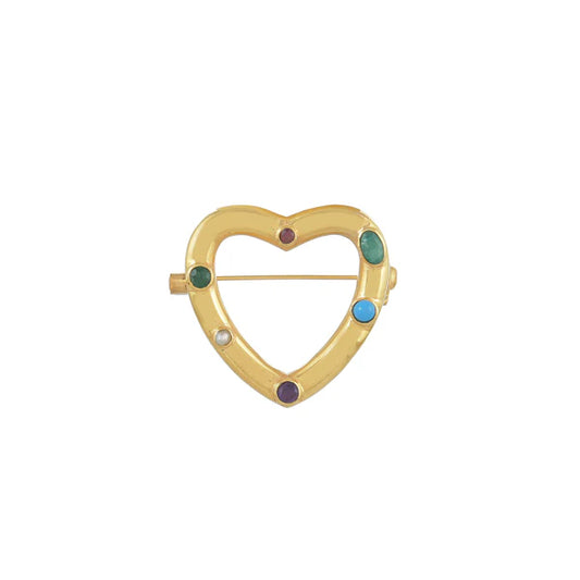 GOLD HEART BROCHE