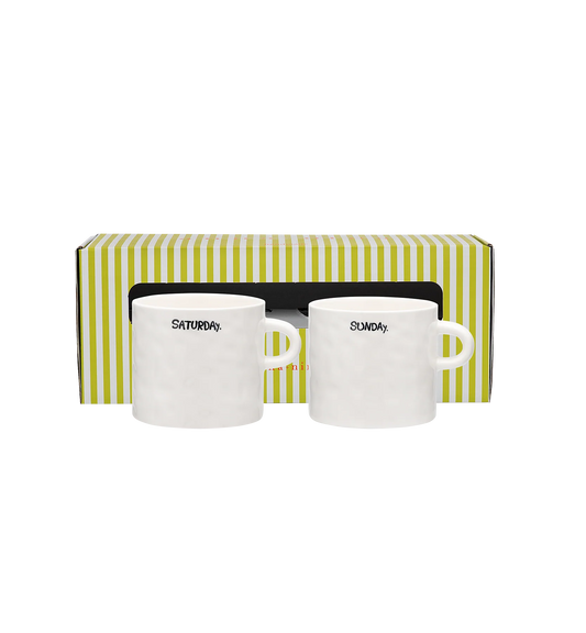 WEEKEND TEA MUG SET OF 2 WHITE