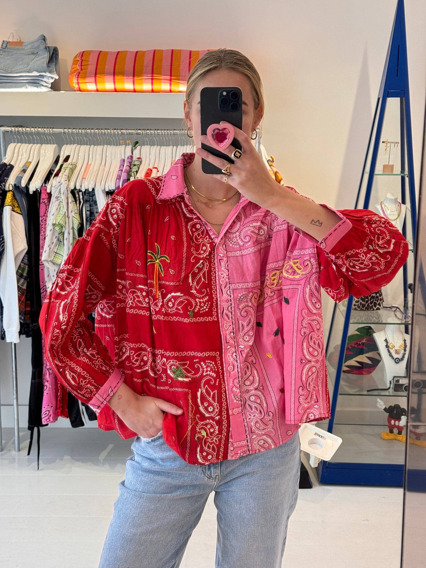 Bandana blouse red/pink