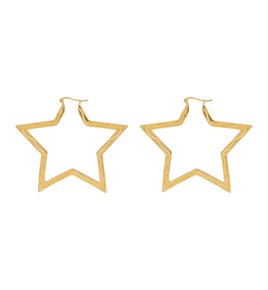 Large Funky Star Hoop Earrings