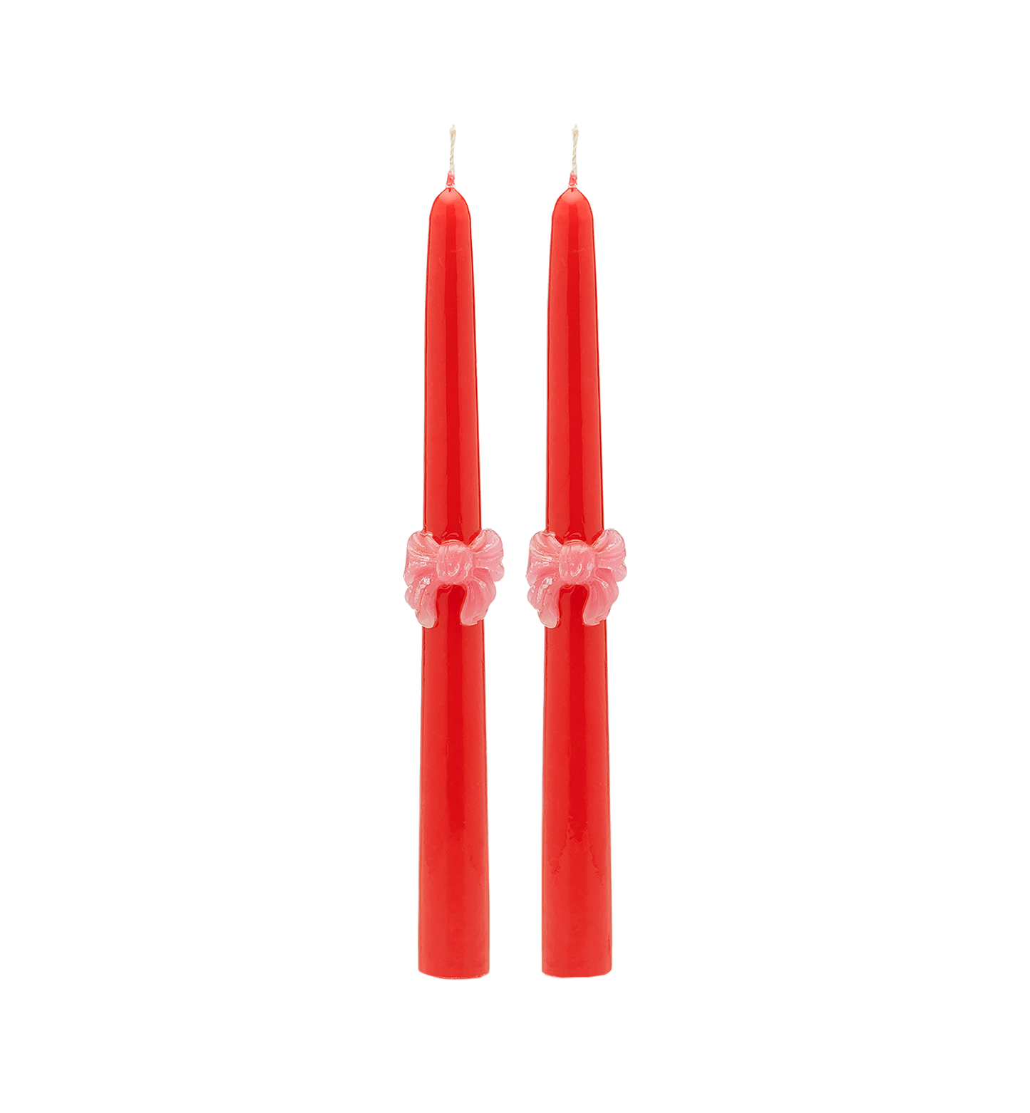 Loving Bow Red Candle Set of 2