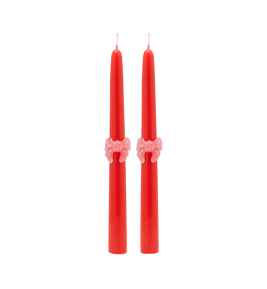 Loving Bow Red Candle Set of 2