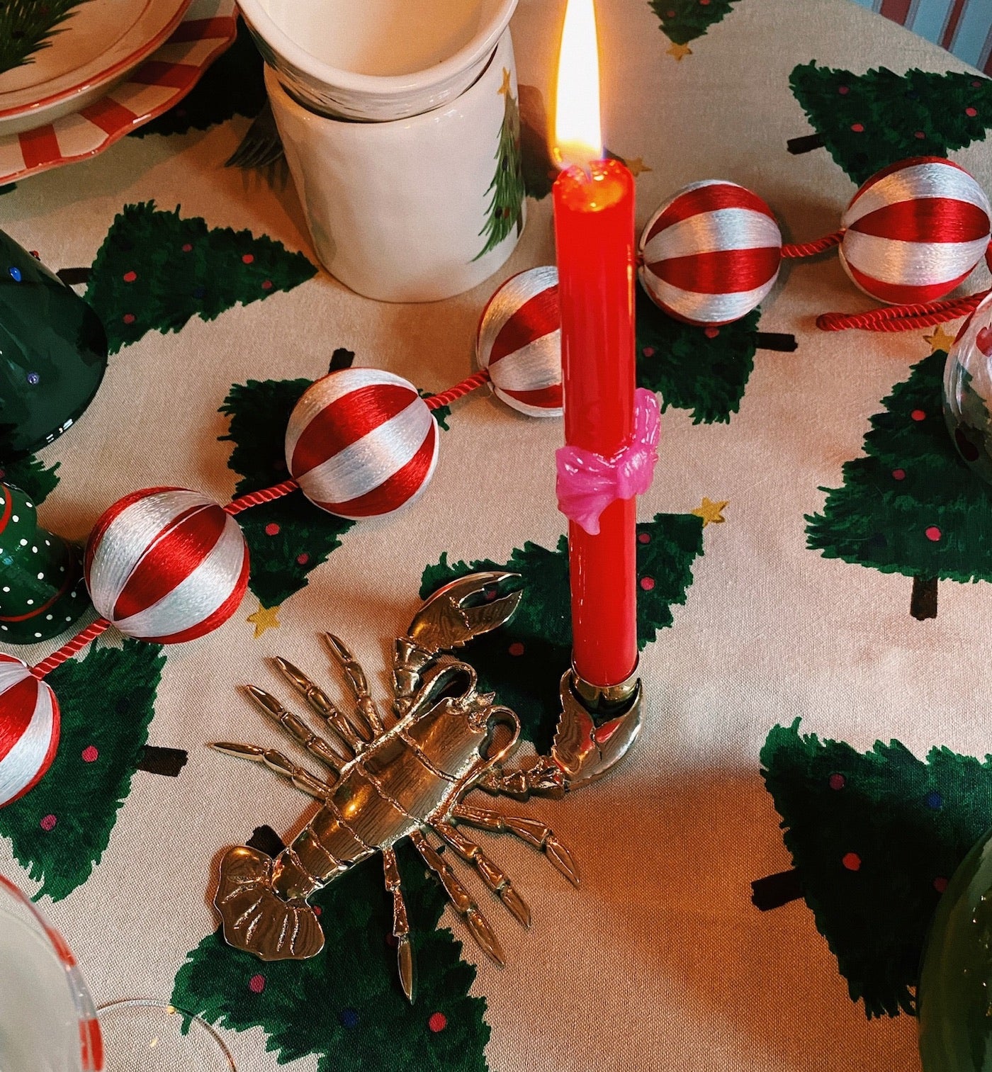 Loving Bow Red Candle Set of 2