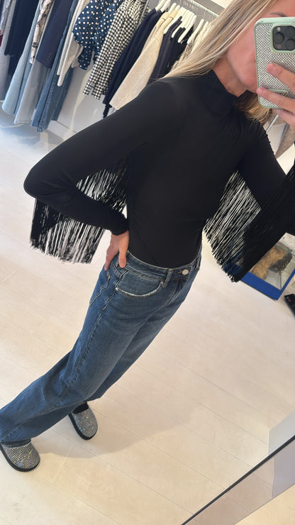 FRINGE BODYSTOCKING BLACK