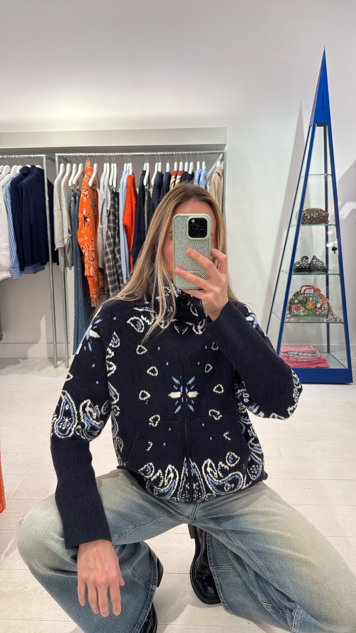 CARDIGAN PAISLEY NAVY