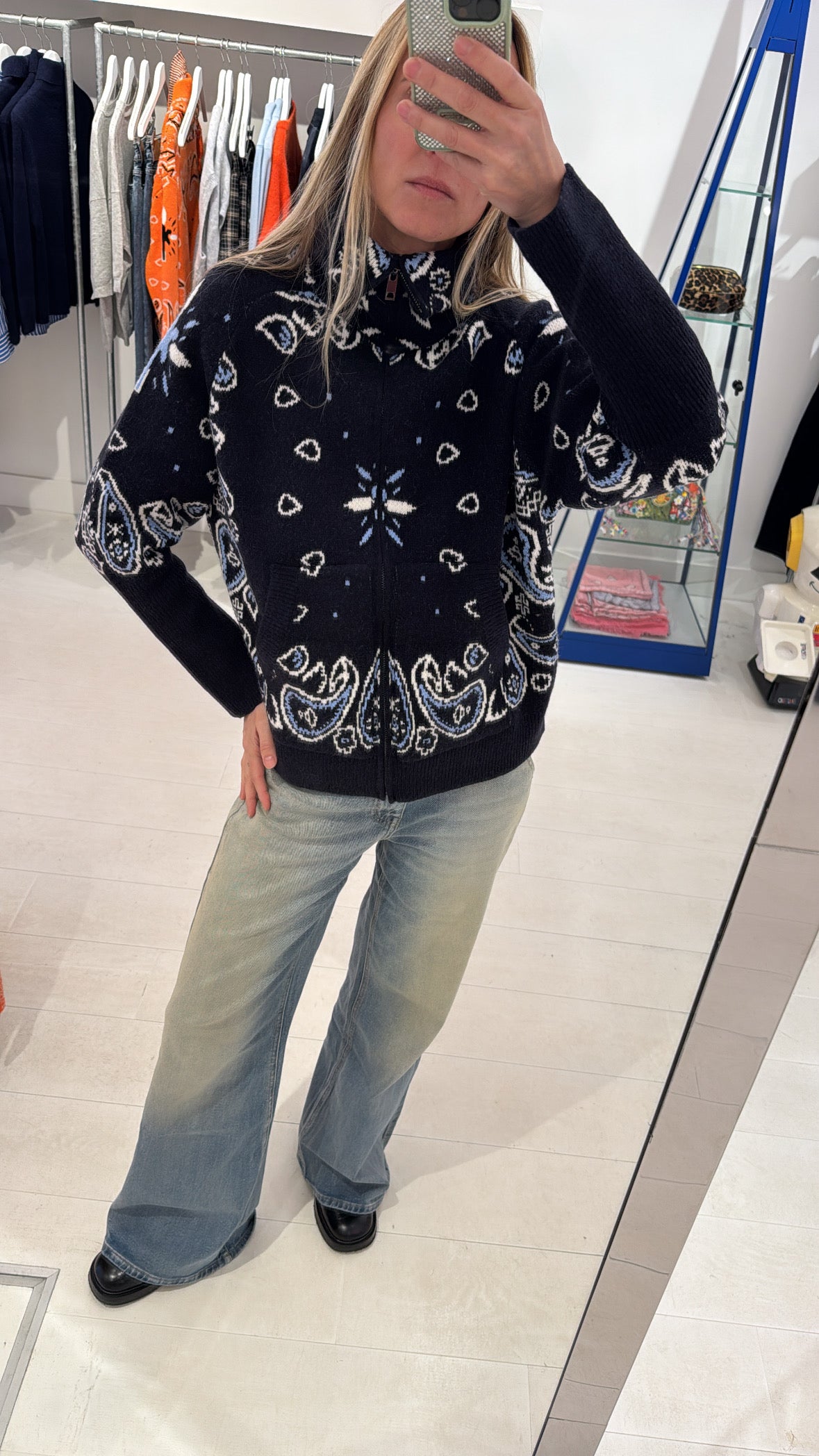 CARDIGAN PAISLEY NAVY