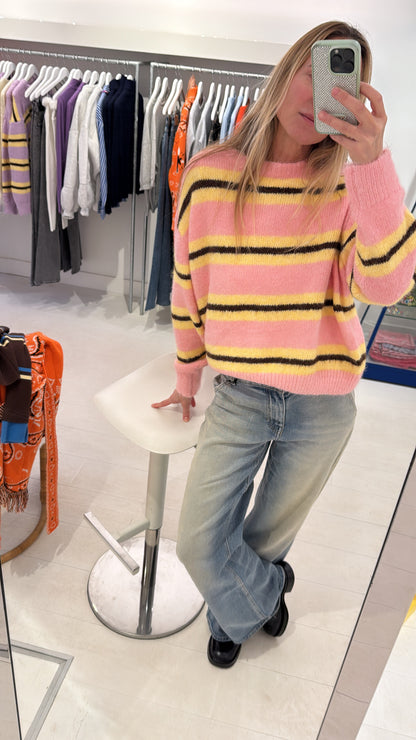 SET CARDIGAN STRIPE / PINK