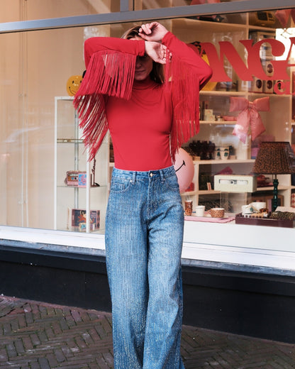 FRINGE BODYSTOCKING RED