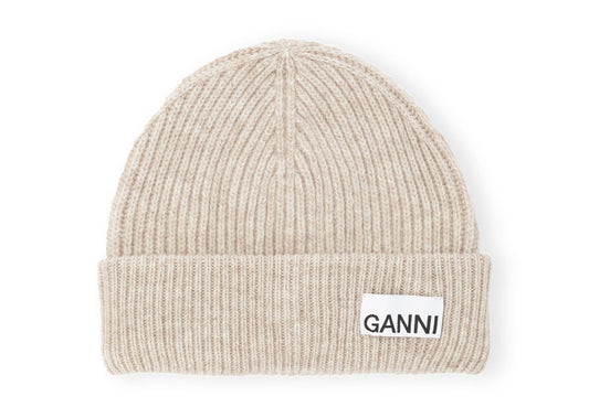 Loose Wool Rib Knit Beanie Brazilian Sand