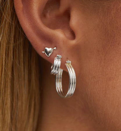 Single Cupid Stud Earring Silver