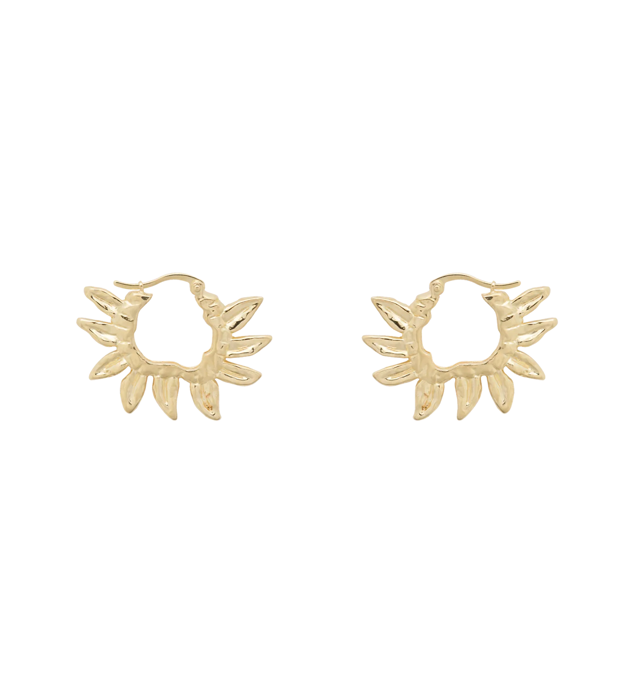 Sunflower Petals Hoop Earrings Brass Goldplated