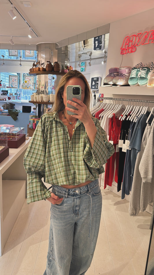 TARTAN BLOUSE CROP