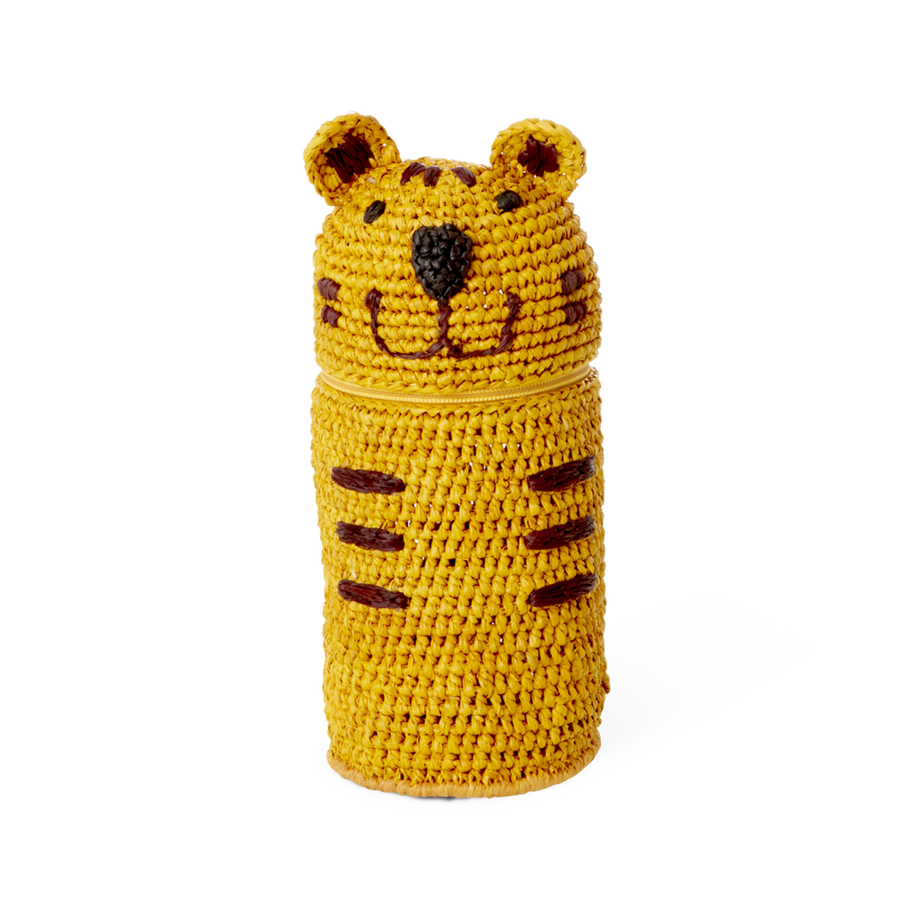 Rice Raffia Crocheted Pencil Case - Tiger