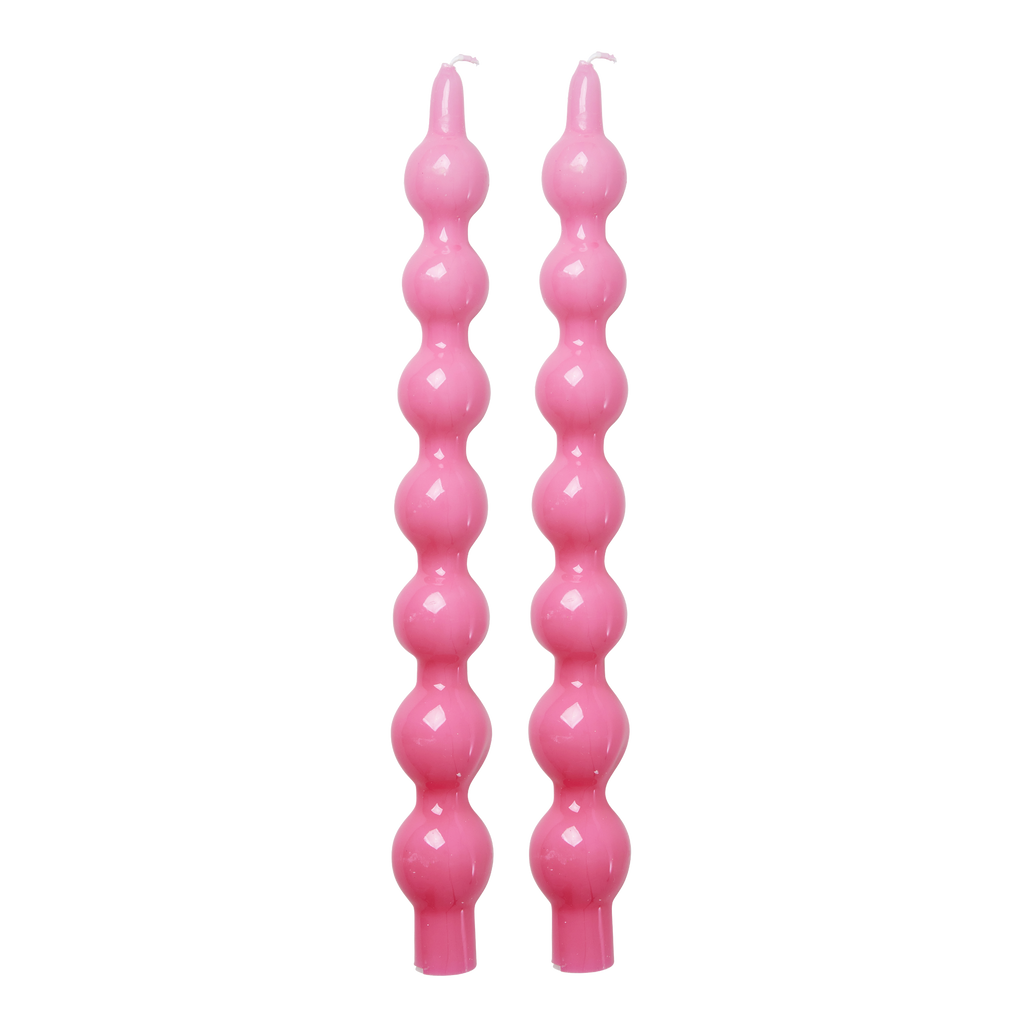 Rice Curved Candles - Pink 2-Pack