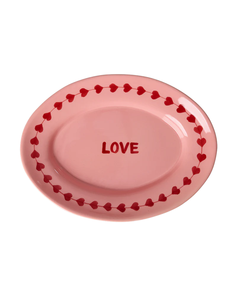 Medium Ceramic Serving Dish - Pink - Hand-painted LOVE