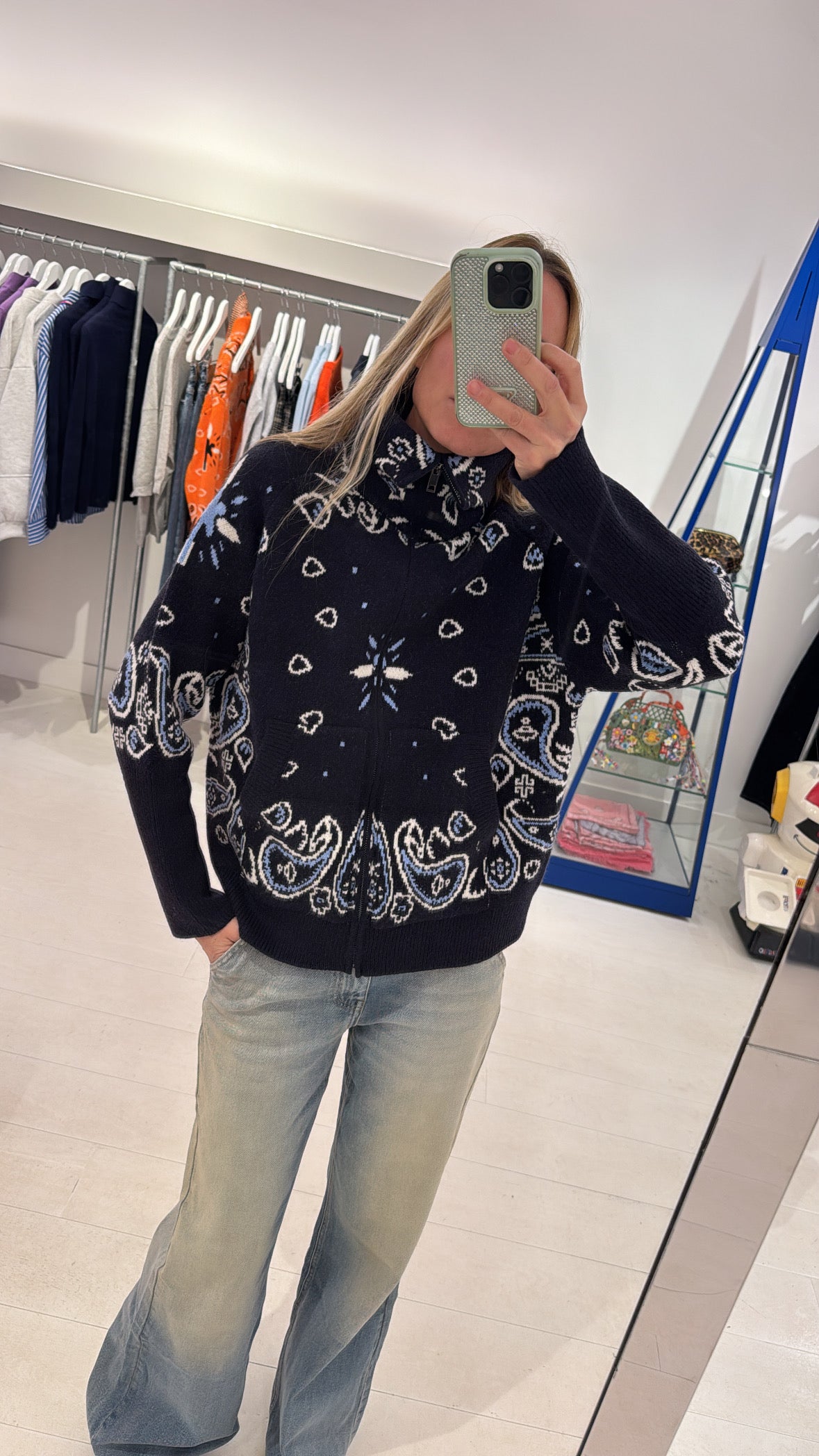 CARDIGAN PAISLEY NAVY