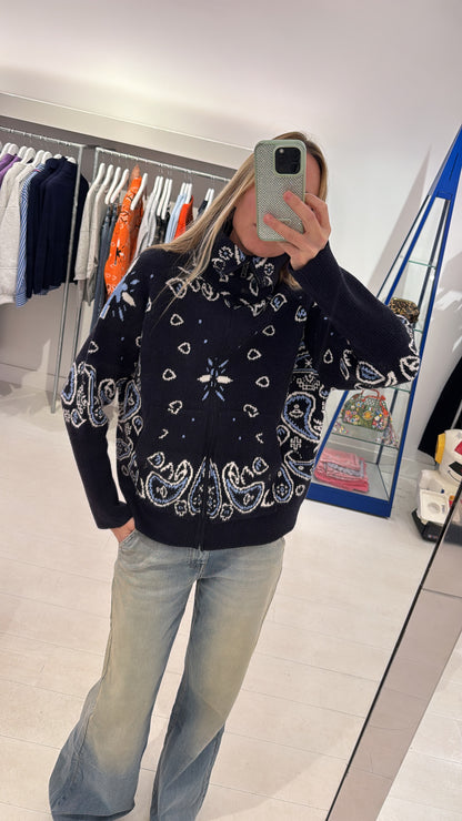 CARDIGAN PAISLEY NAVY