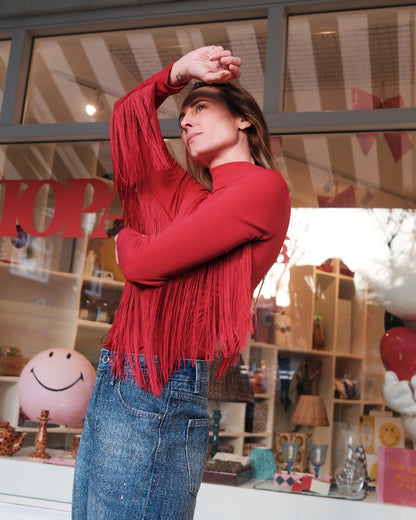 FRINGE BODYSTOCKING RED