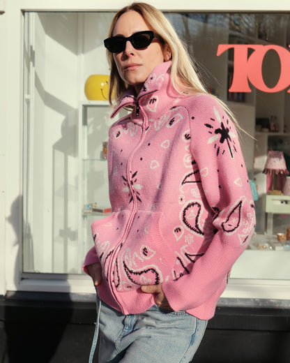 CARDIGAN PAISLEY PINK