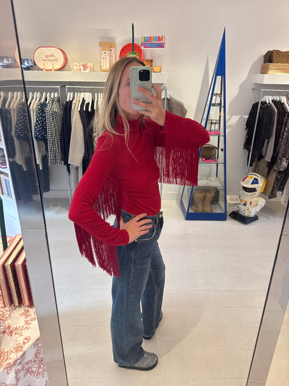 FRINGE BODYSTOCKING RED