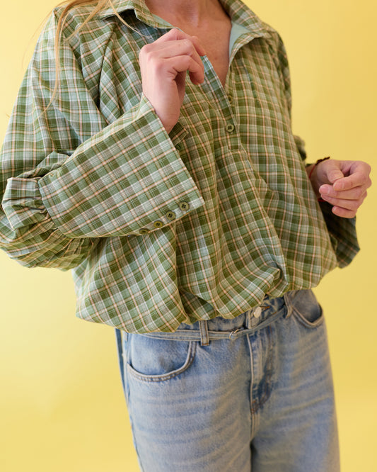 TARTAN BLOUSE CROP