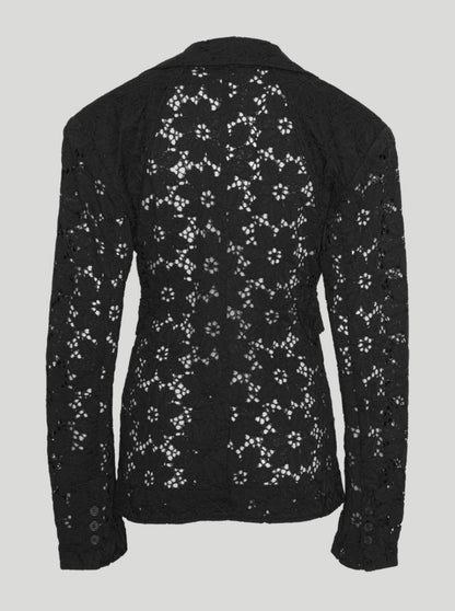 LACE FIGURE FITTED BLAZER BLACK
