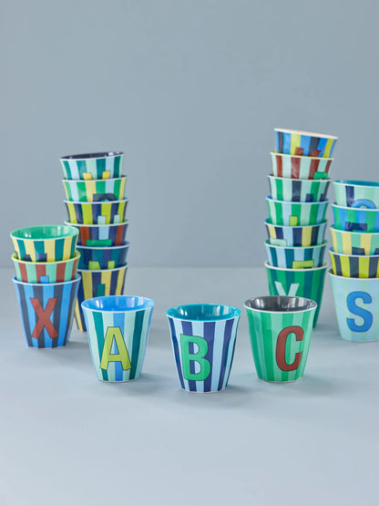 Rice Melamine Alphabet Cup Striped