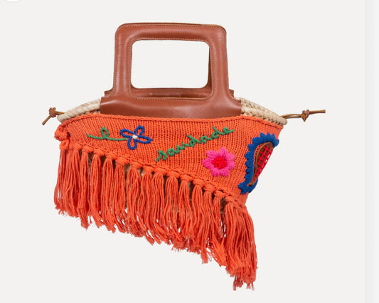 Minho - embroidered basket Orange