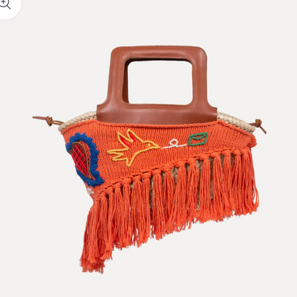 Minho - embroidered basket Orange