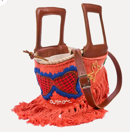 Minho - embroidered basket Orange