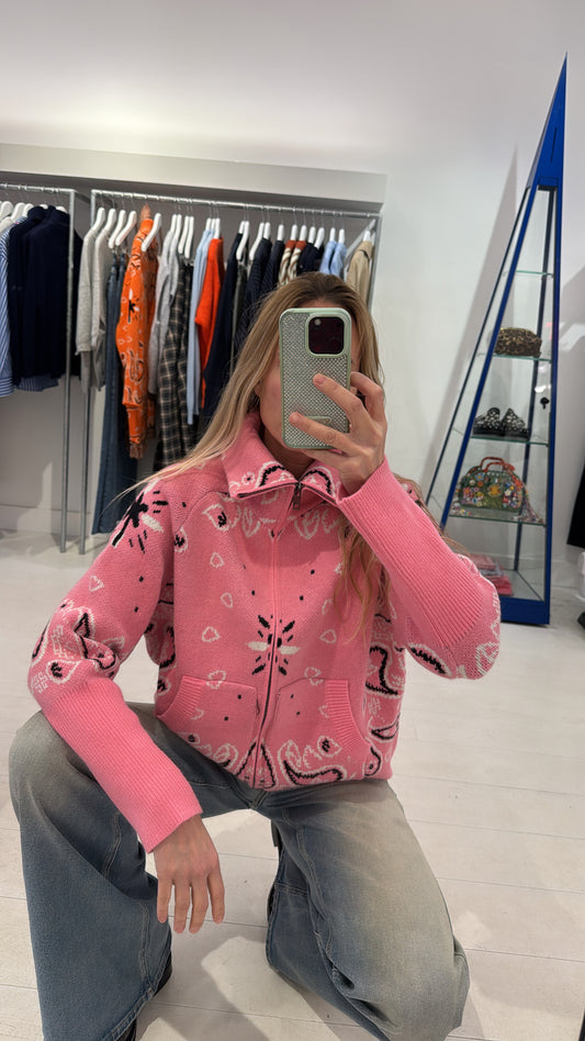 CARDIGAN PAISLEY PINK