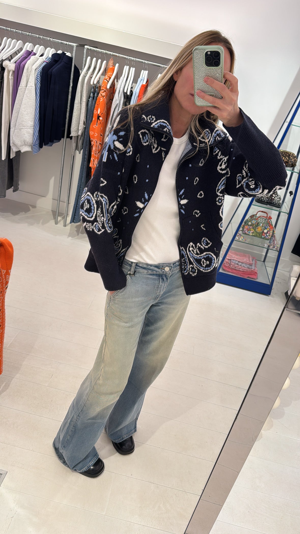 CARDIGAN PAISLEY NAVY