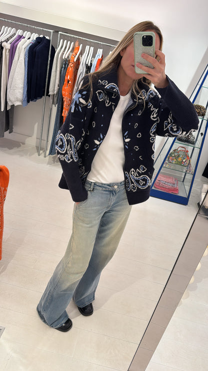 CARDIGAN PAISLEY NAVY