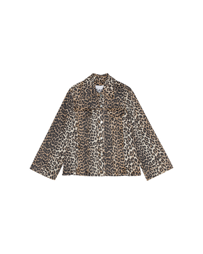 Leopard Printed Denim Jacket