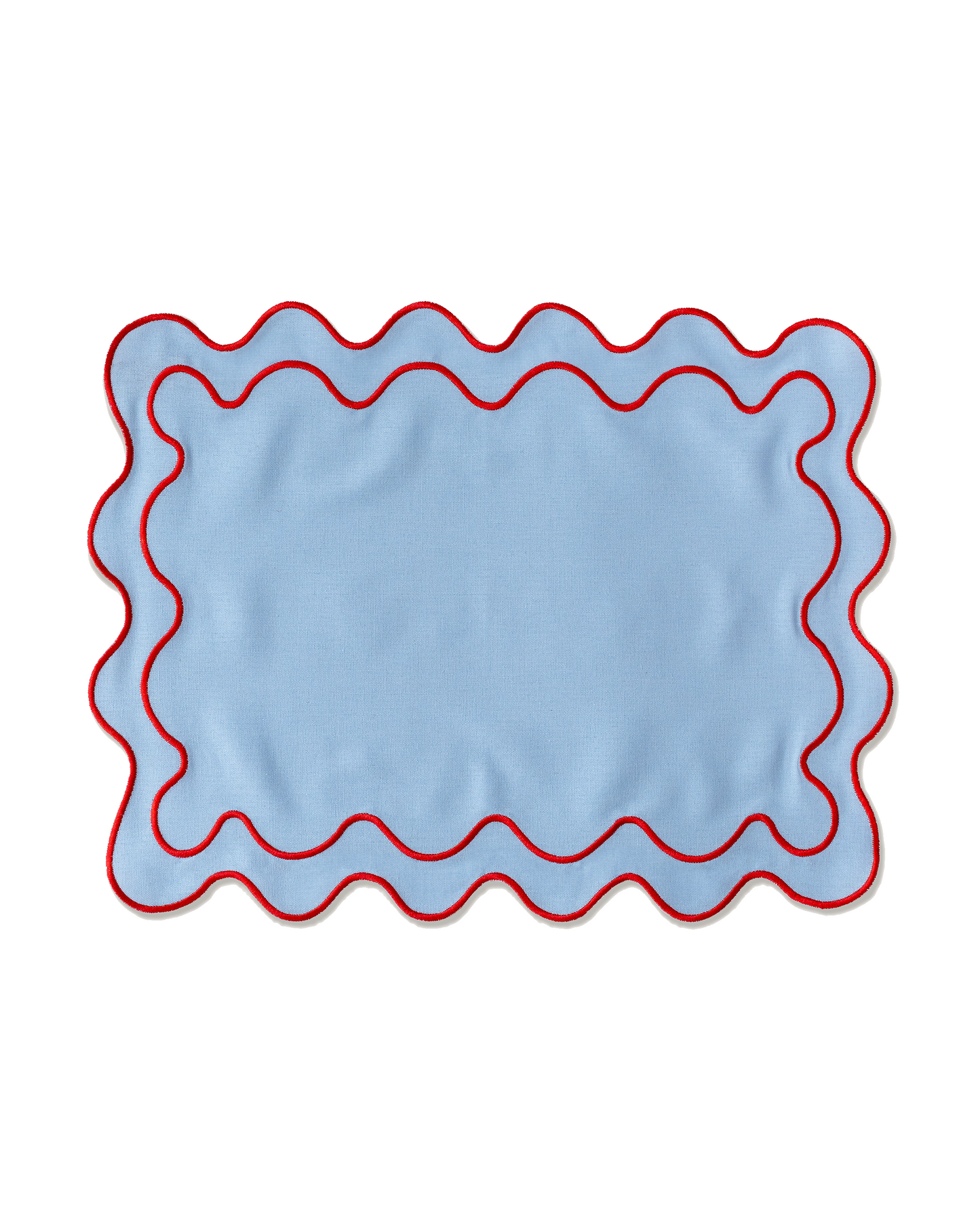 Kulu Club Placemats Wavy Blue Linen-Blend - Set of 2